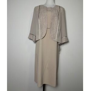 Maya Brooke Womens 2 PC Dress Jacket Set 16 W Elegant Sparkle Special Occasion